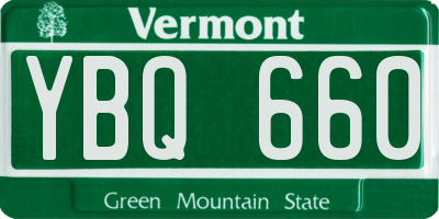 VT license plate YBQ660