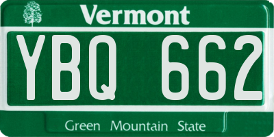 VT license plate YBQ662