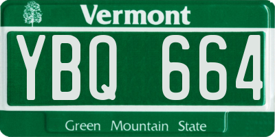 VT license plate YBQ664