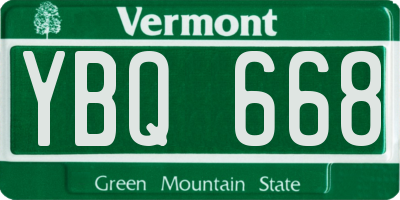 VT license plate YBQ668