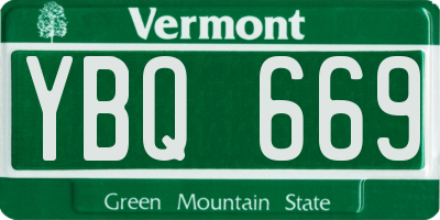 VT license plate YBQ669