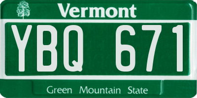 VT license plate YBQ671