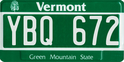 VT license plate YBQ672