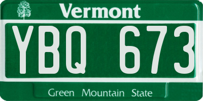 VT license plate YBQ673
