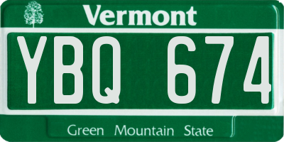 VT license plate YBQ674