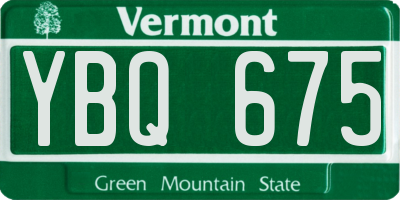 VT license plate YBQ675