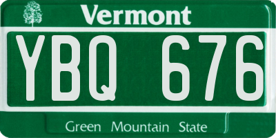 VT license plate YBQ676