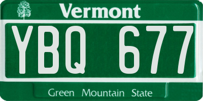 VT license plate YBQ677