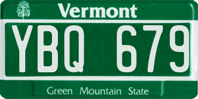 VT license plate YBQ679