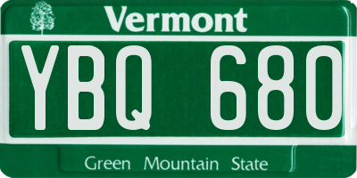 VT license plate YBQ680