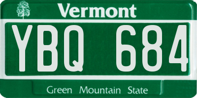 VT license plate YBQ684