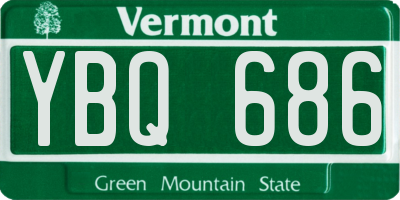 VT license plate YBQ686