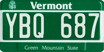 VT license plate YBQ687