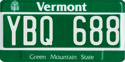 VT license plate YBQ688