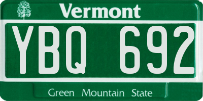 VT license plate YBQ692