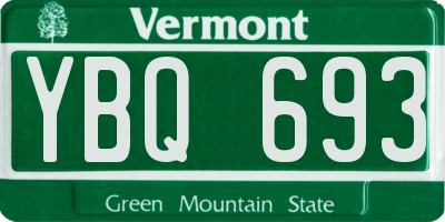 VT license plate YBQ693