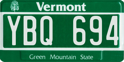 VT license plate YBQ694
