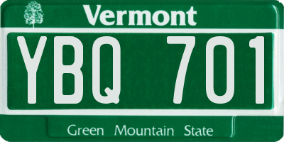 VT license plate YBQ701