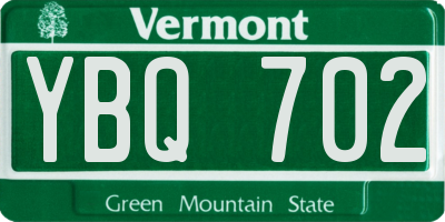 VT license plate YBQ702