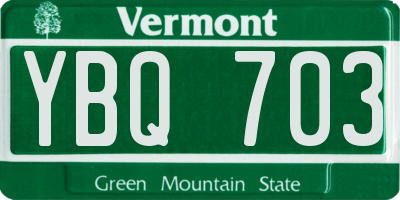 VT license plate YBQ703