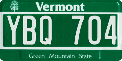 VT license plate YBQ704