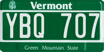 VT license plate YBQ707