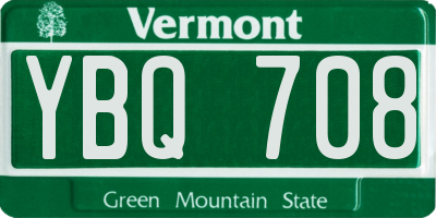 VT license plate YBQ708