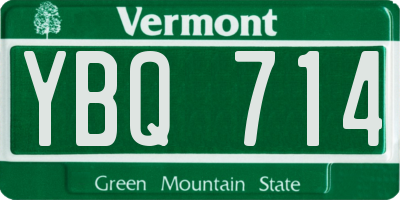 VT license plate YBQ714