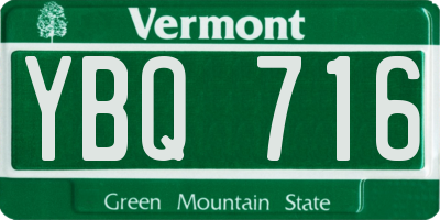 VT license plate YBQ716