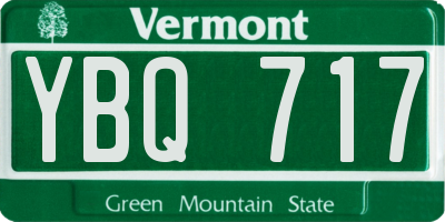 VT license plate YBQ717