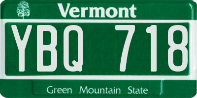 VT license plate YBQ718