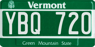 VT license plate YBQ720