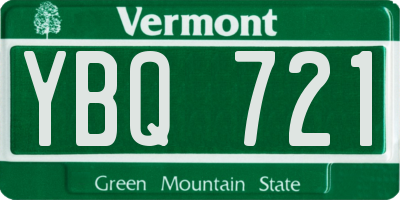 VT license plate YBQ721