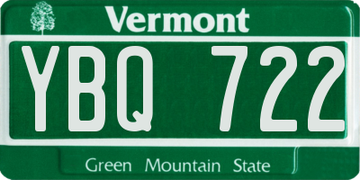 VT license plate YBQ722