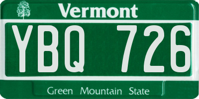 VT license plate YBQ726