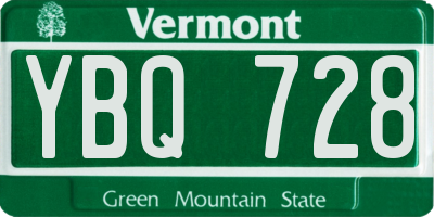 VT license plate YBQ728