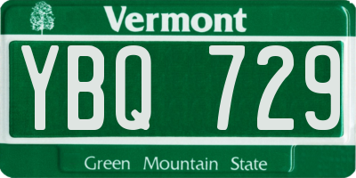 VT license plate YBQ729