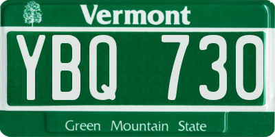 VT license plate YBQ730