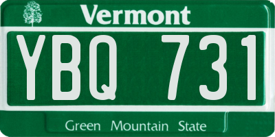 VT license plate YBQ731
