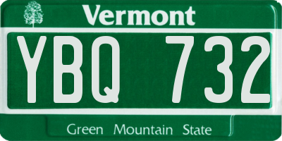 VT license plate YBQ732