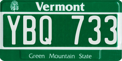 VT license plate YBQ733