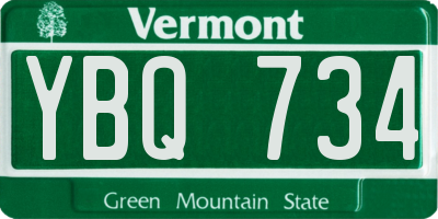 VT license plate YBQ734