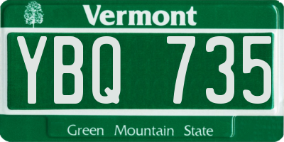 VT license plate YBQ735