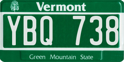 VT license plate YBQ738
