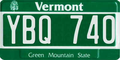 VT license plate YBQ740