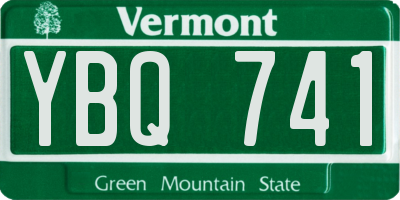 VT license plate YBQ741