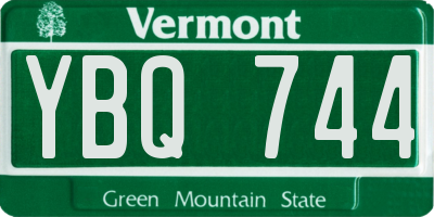 VT license plate YBQ744