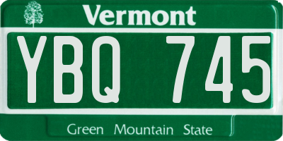 VT license plate YBQ745