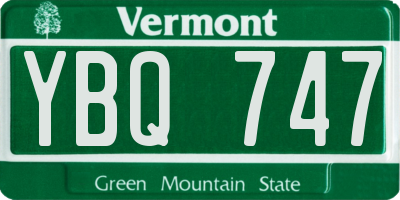 VT license plate YBQ747