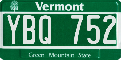 VT license plate YBQ752
